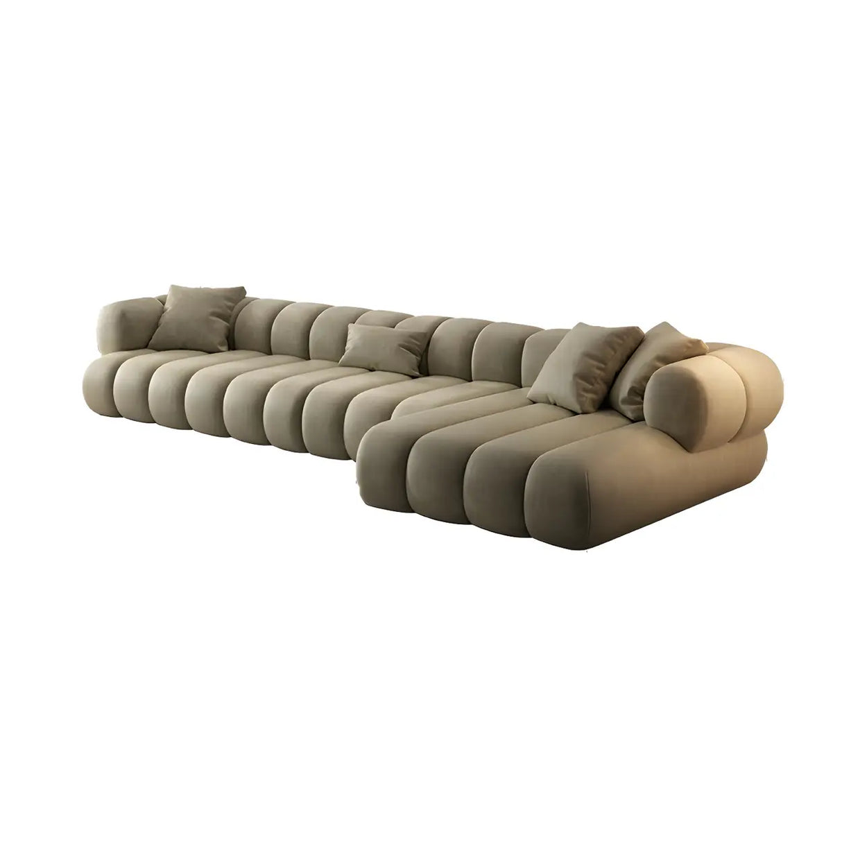 Stylish L-Shaped Velvet Sage Green Large Sectional Sofa Image - 18