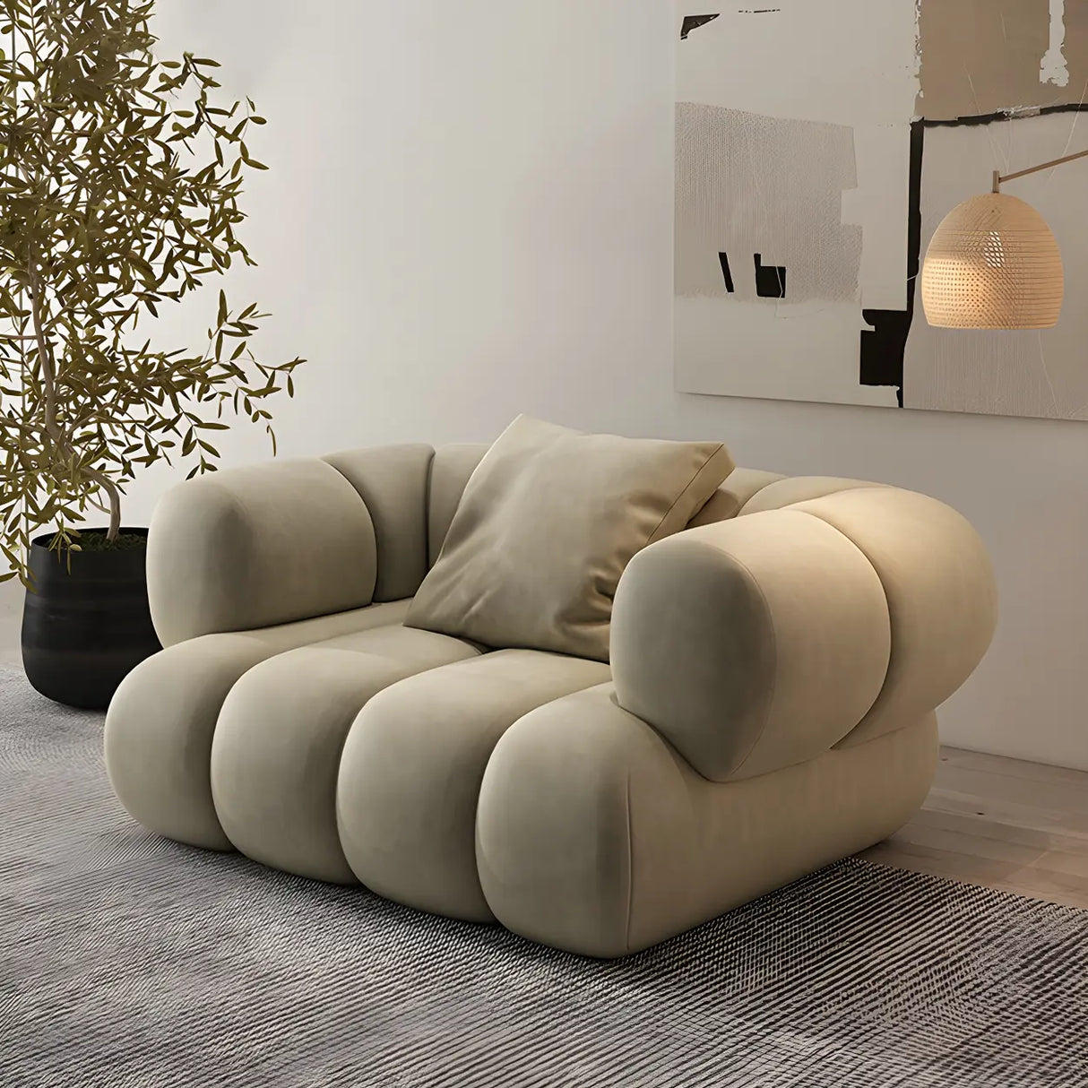 Stylish L-Shaped Velvet Sage Green Large Sectional Sofa Image - 19