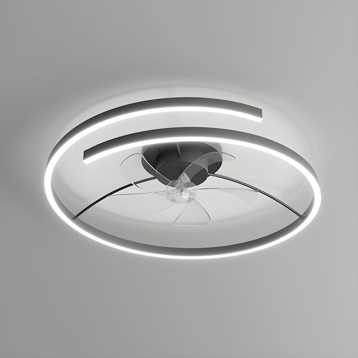 Stylish Linear Metal Modern Ceiling Fan with Light Image - 12