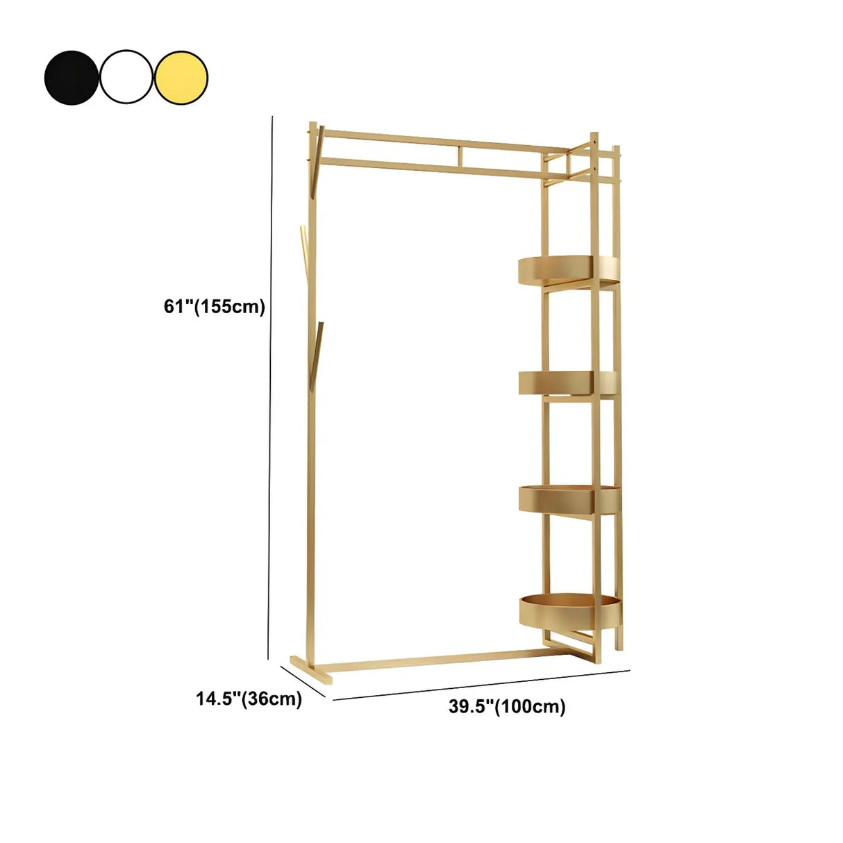 Stylish Metal Gold Large Storage Hooks Garment Coat Rack 