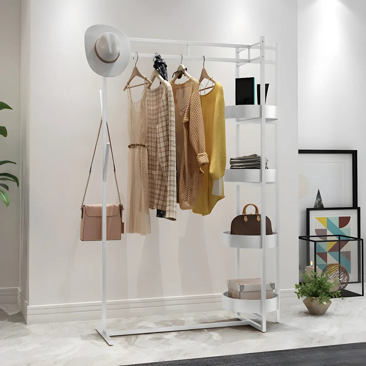 Stylish Metal Gold Large Storage Hooks Garment Coat Rack Image - 4