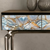 Stylish Metal Legs Blue Stone Storage Console Table Image - 13