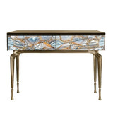 Stylish Metal Legs Blue Stone Storage Console Table Image - 14