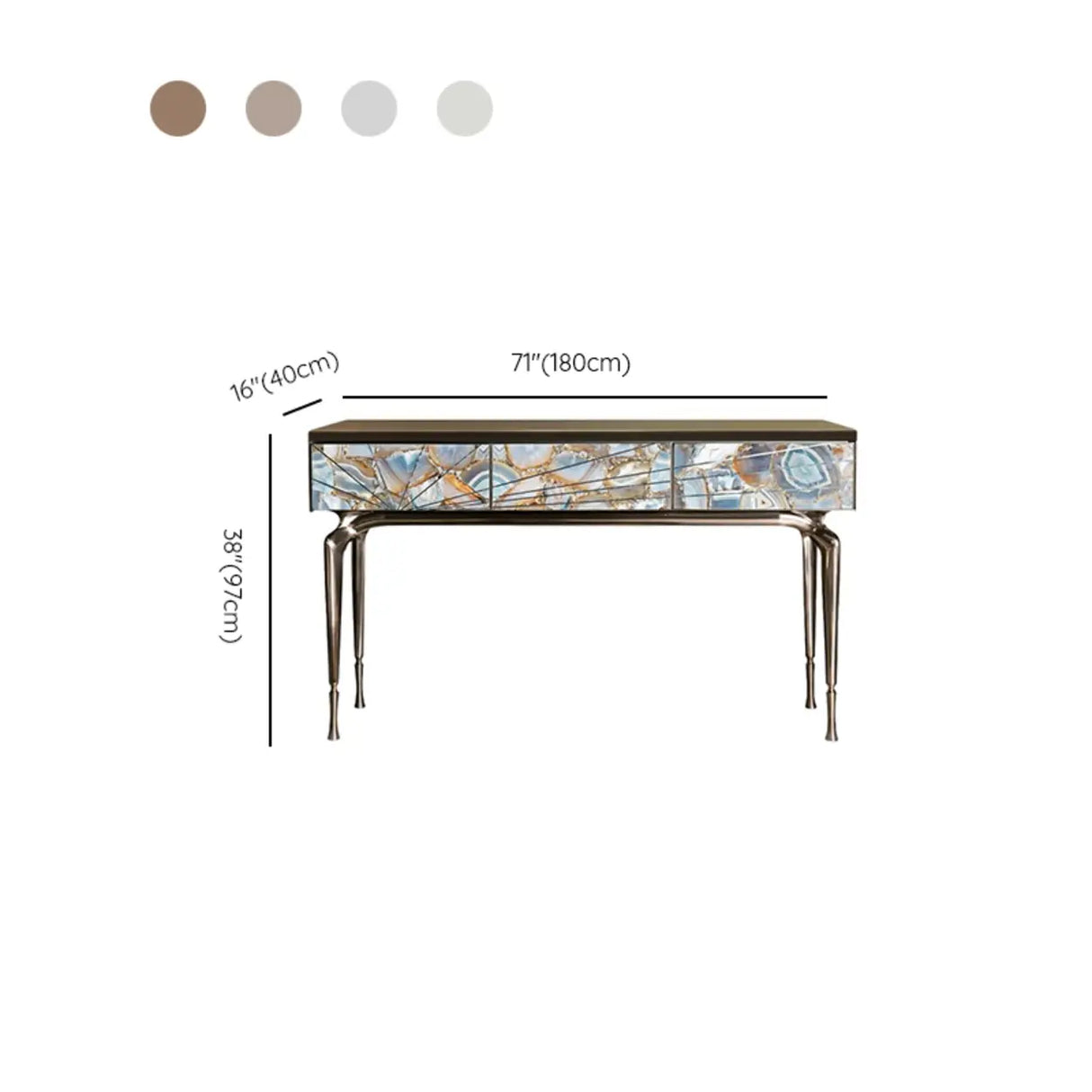 Stylish Metal Legs Blue Stone Storage Console Table Image - 21