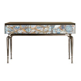 Stylish Metal Legs Blue Stone Storage Console Table Image - 3