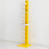 Stylish Metal Open Back Spine Narrow Bookshelf White Image - 2