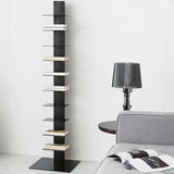 Stylish Metal Open Back Spine Narrow Bookshelf White Image - 6