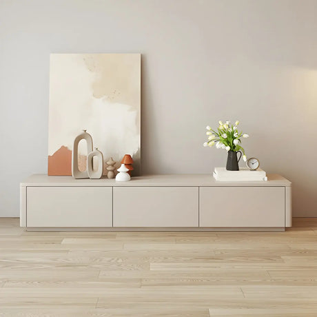 Stylish Milk Cocoa Wooden TV Stand with Drawers Image - 9