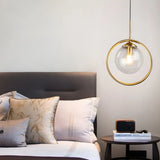 Stylish Mini Gold Ring Globe Metal Pendant Light Image - 10