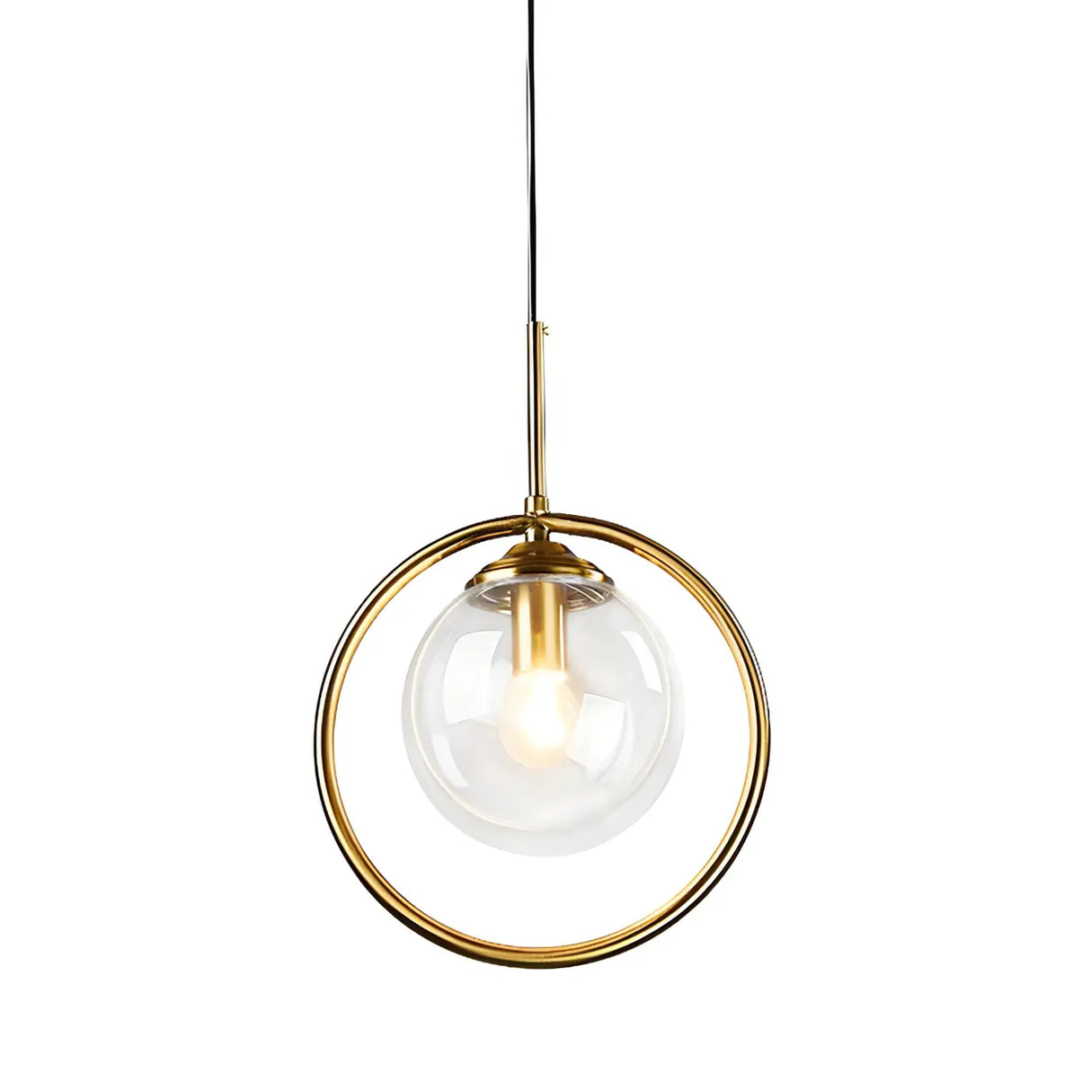 Stylish Mini Gold Ring Globe Metal Pendant Light Image - 11