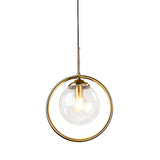 Stylish Mini Gold Ring Globe Metal Pendant Light Image - 11