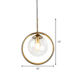 Stylish Mini Gold Ring Globe Metal Pendant Light #size