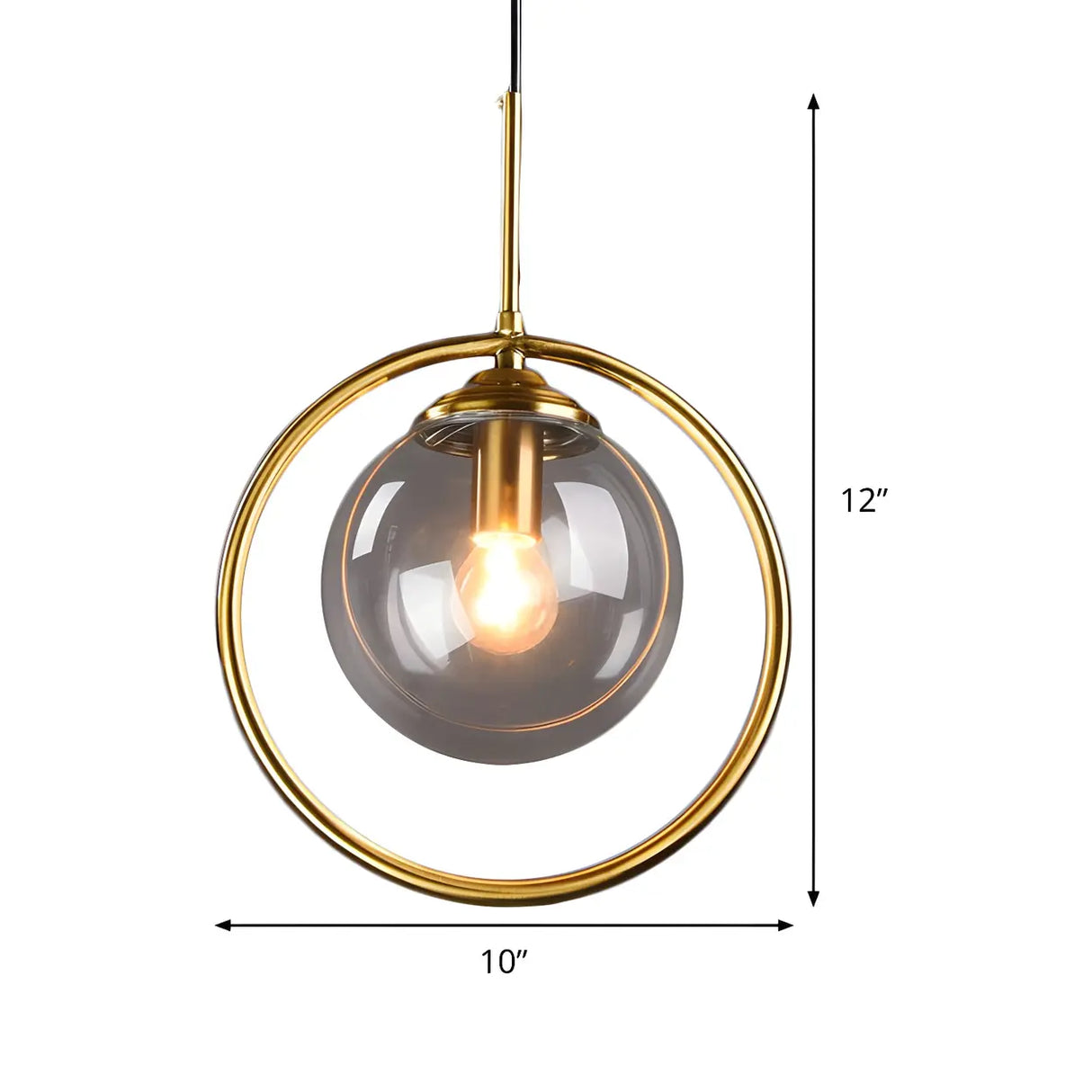 Stylish Mini Gold Ring Globe Metal Pendant Light Image - 13