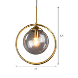 Stylish Mini Gold Ring Globe Metal Pendant Light Image - 13
