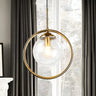 Stylish Mini Gold Ring Globe Metal Pendant Light Image - 7