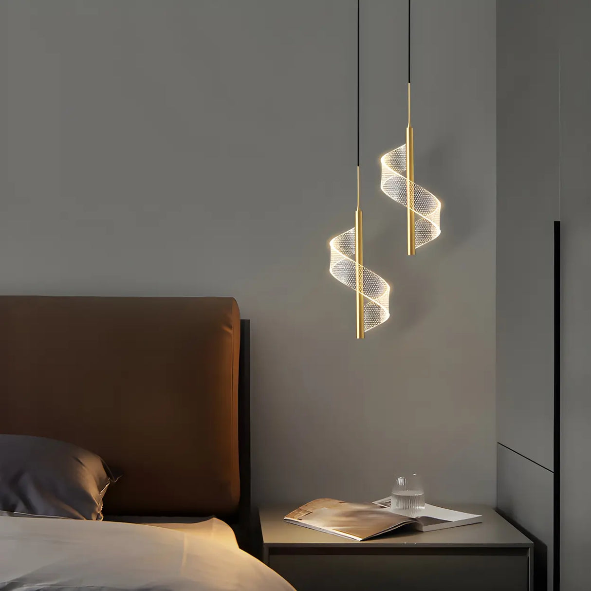 Stylish Mini Gold Spiral Dimmable LED Pendant Light Image - 2