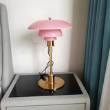 Stylish Multi-layered Umbrella Amber Glass Table Lamp Image - 5