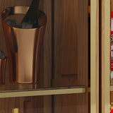 Stylish Narrow Glass Rubberwood Storage Wine Cabinet Image - 13