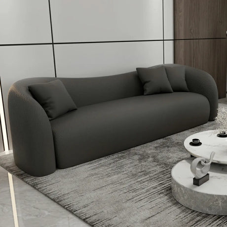 Stylish Off-White Tight Back Sloped Arms Curved Sofa Image - 2