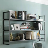Stylish Open 3-Tier Black Wall-Mounted Iron Bookshelf Image - 1