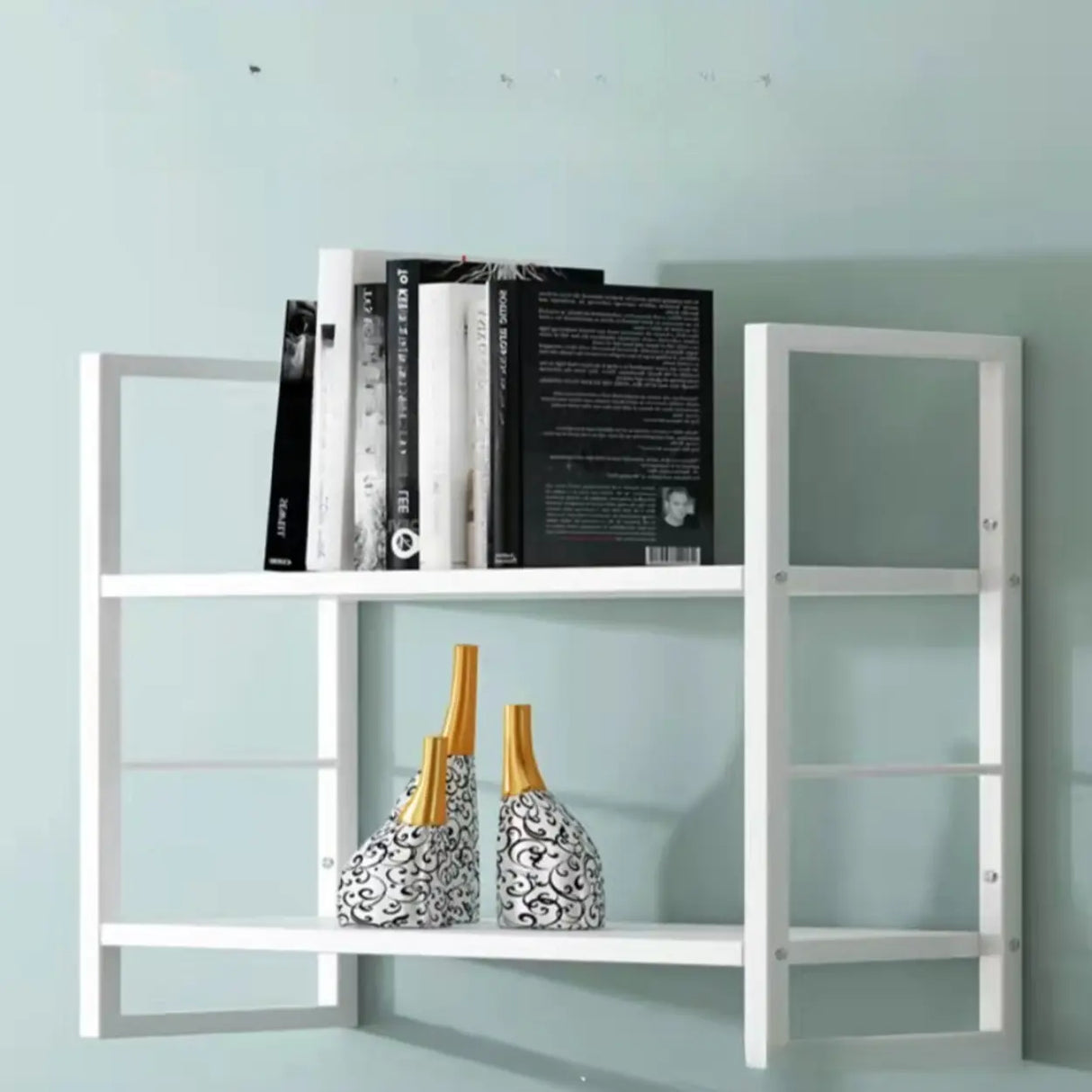 Stylish Open 3-Tier Black Wall-Mounted Iron Bookshelf Image - 15