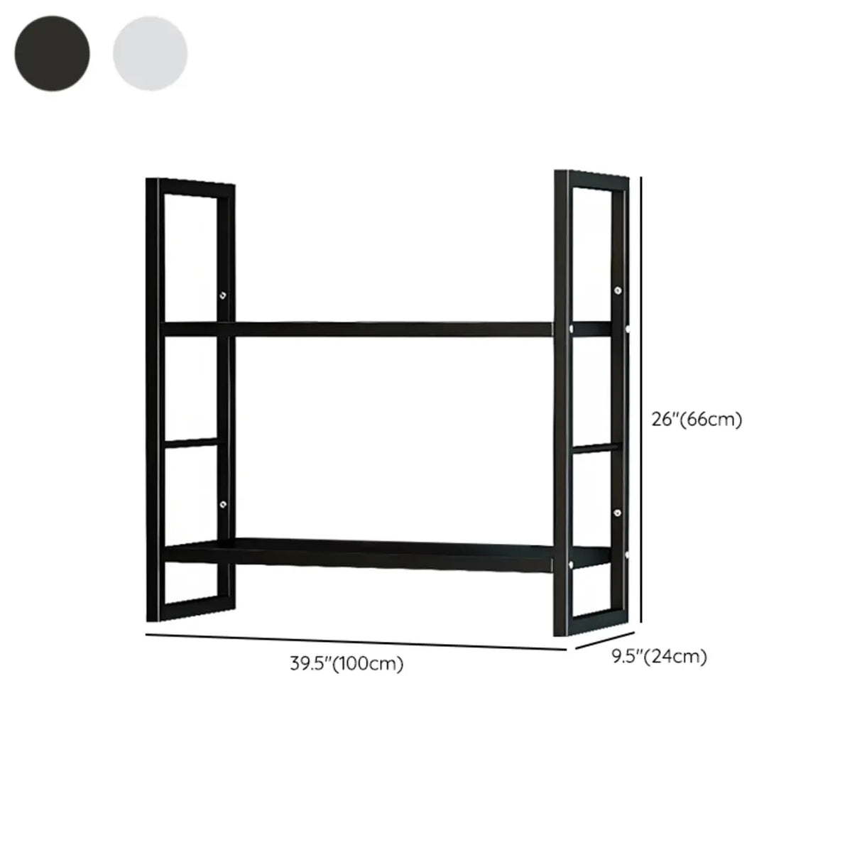 Stylish Open 3-Tier Black Wall-Mounted Iron Bookshelf Image - 22
