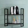 Stylish Open 3-Tier Black Wall-Mounted Iron Bookshelf Image - 3