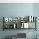 Stylish Open 3-Tier Black Wall-Mounted Iron Bookshelf Image - 6