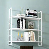 Stylish Open 3-Tier Black Wall-Mounted Iron Bookshelf Image - 9