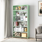 Stylish Open Back Alloy 6-Shelf Storage Bookshelf Black Image - 4