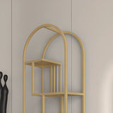 Stylish Open Oval Metal Frame Display Bookshelf Gold Image - 10