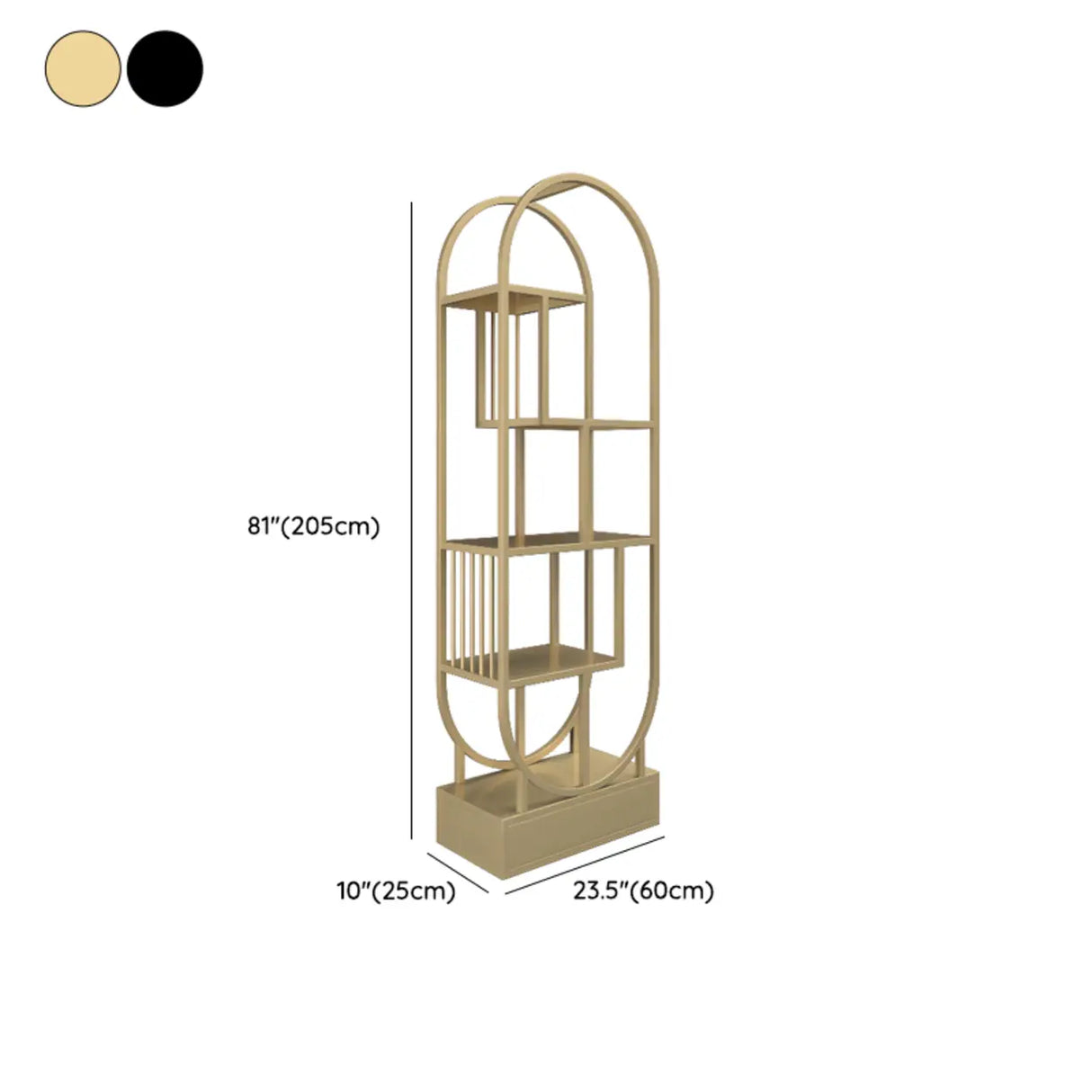 Stylish Open Oval Metal Frame Display Bookshelf Gold 