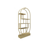 Stylish Open Oval Metal Frame Display Bookshelf Gold Image - 3