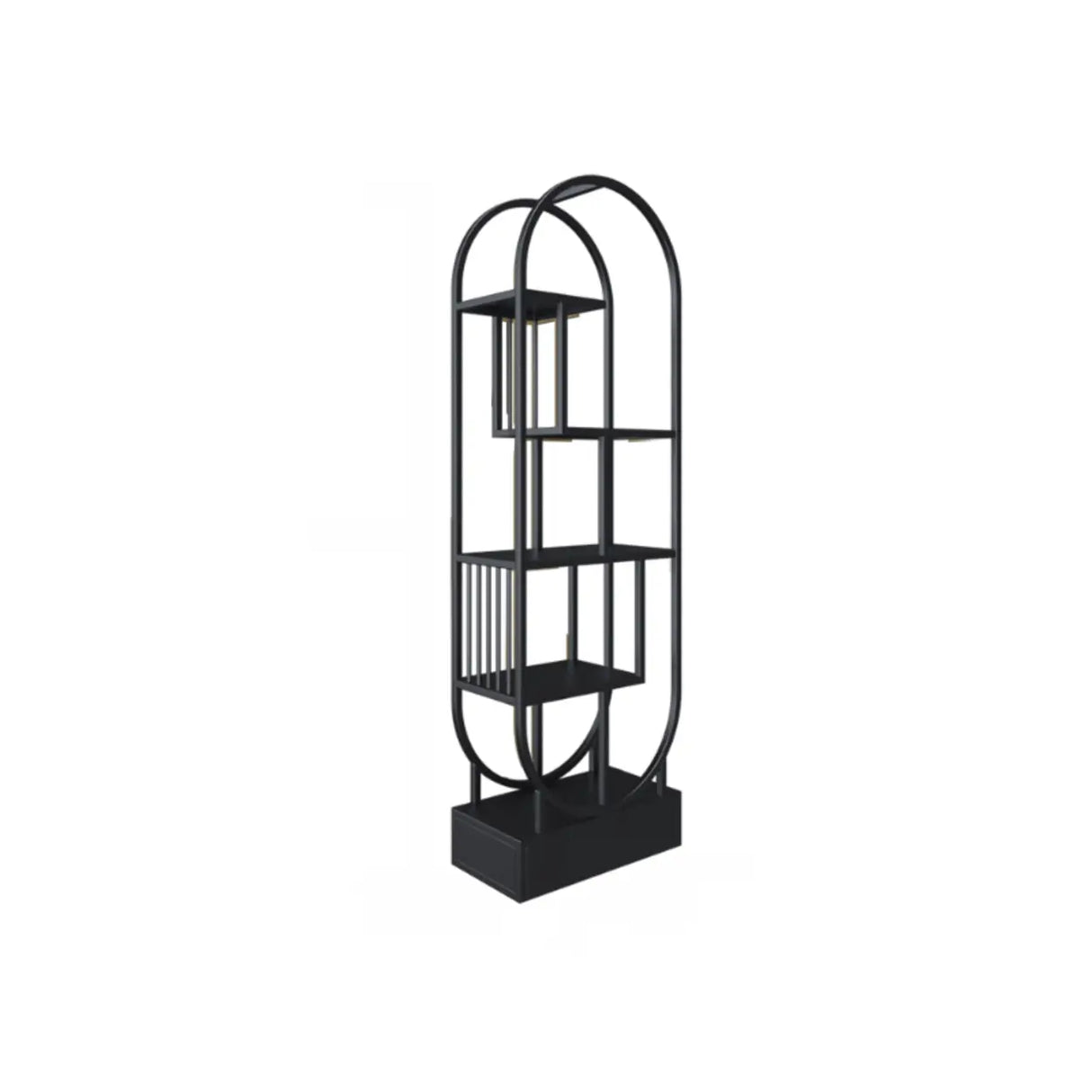 Stylish Open Oval Metal Frame Display Bookshelf Gold Image - 7