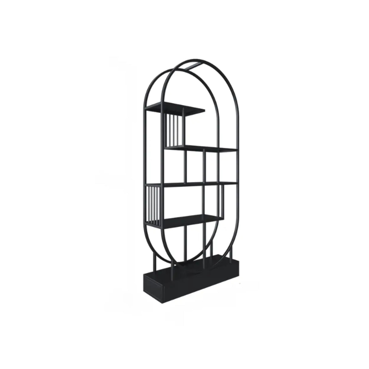 Stylish Open Oval Metal Frame Display Bookshelf Gold Image - 9