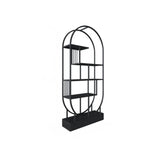 Stylish Open Oval Metal Frame Display Bookshelf Gold Image - 9