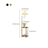 Stylish Pleated Gold Metal Floor Lamp with Storage #size