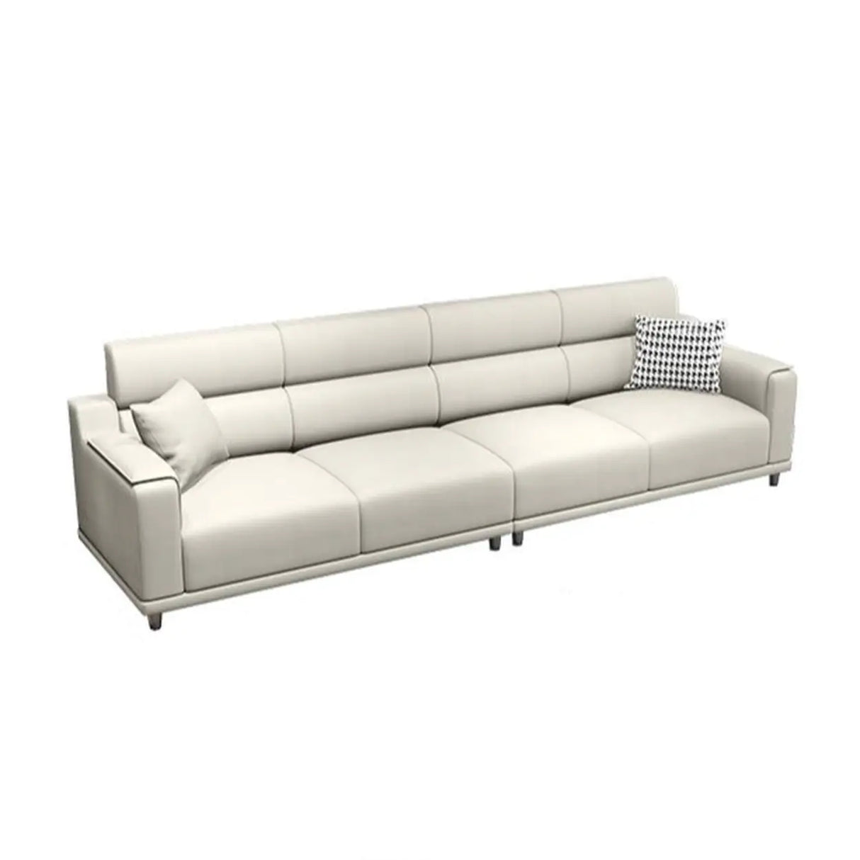 Stylish Premium Grey Tech Cloth Pillow Four Seats Sofa Image - 9