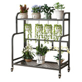 Stylish Rectangle Metal Black Plant Stand with Wheels Image - 10