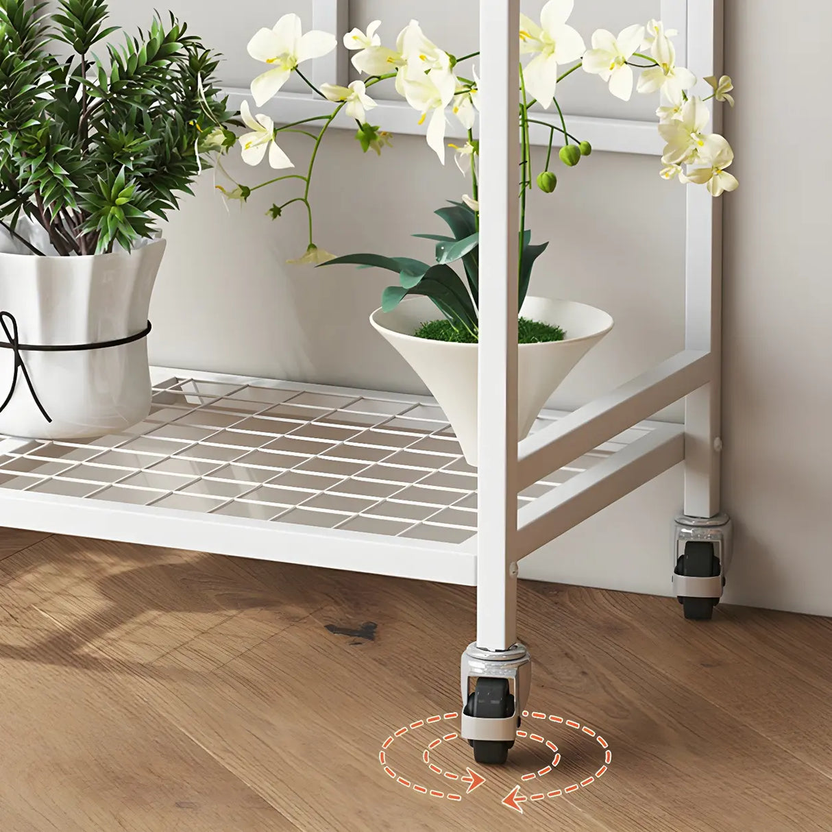 Stylish Rectangle Metal Black Plant Stand with Wheels Image - 12