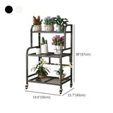 Stylish Rectangle Metal Black Plant Stand with Wheels #size