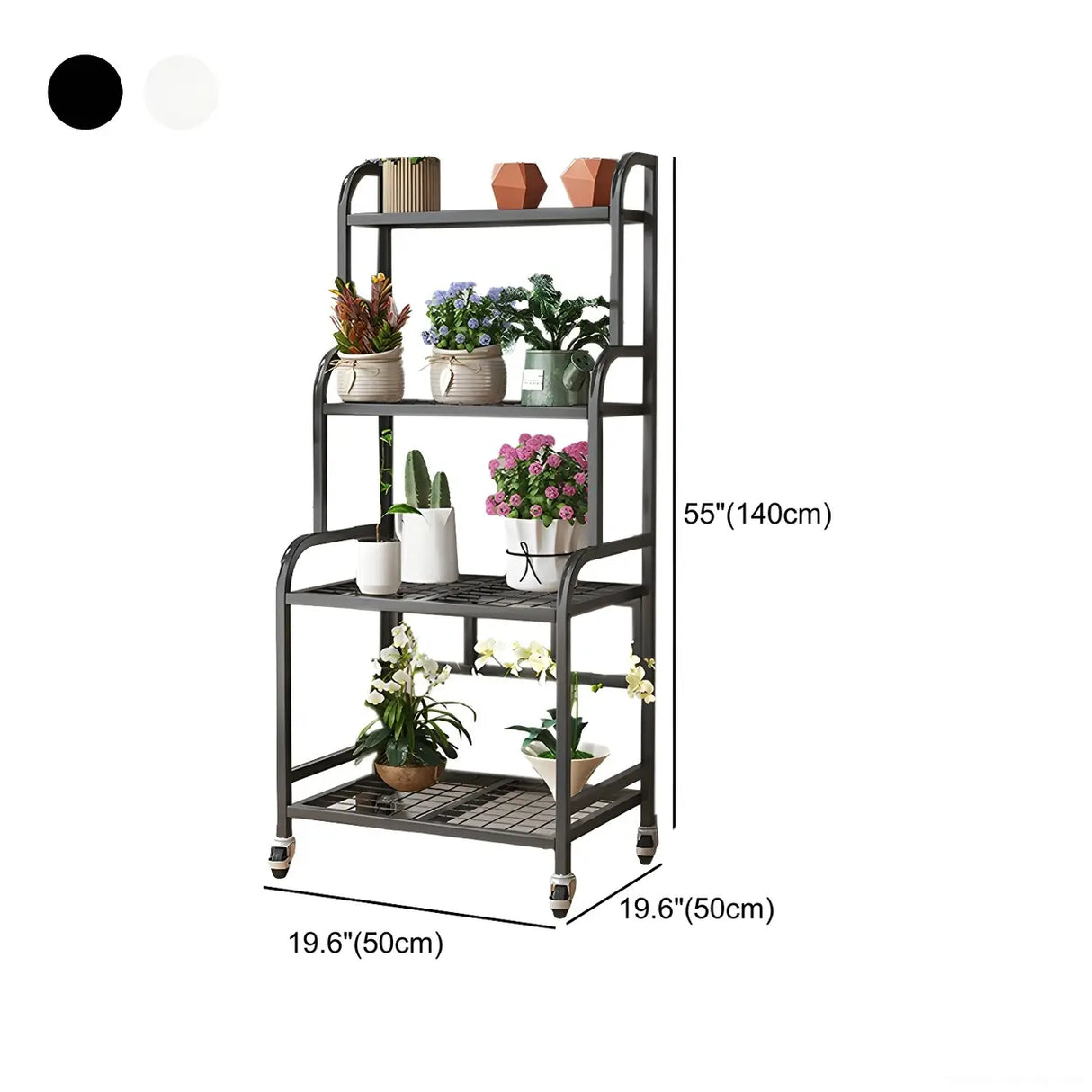 Stylish Rectangle Metal Black Plant Stand with Wheels Image - 15