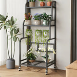 Stylish Rectangle Metal Black Plant Stand with Wheels Image - 19
