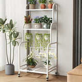 Stylish Rectangle Metal Black Plant Stand with Wheels Image - 2