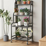 Stylish Rectangle Metal Black Plant Stand with Wheels Image - 23