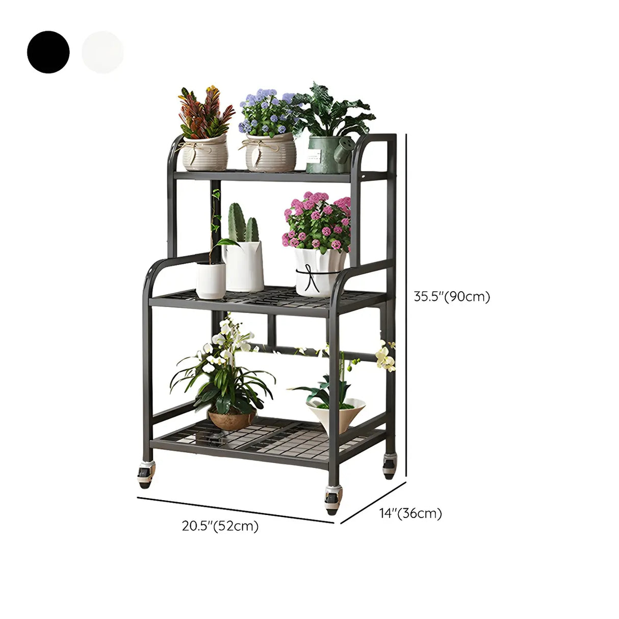 Stylish Rectangle Metal Black Plant Stand with Wheels Image - 26