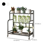 Stylish Rectangle Metal Black Plant Stand with Wheels Image - 27