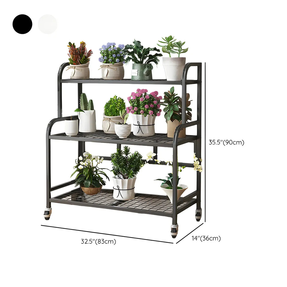 Stylish Rectangle Metal Black Plant Stand with Wheels Image - 28