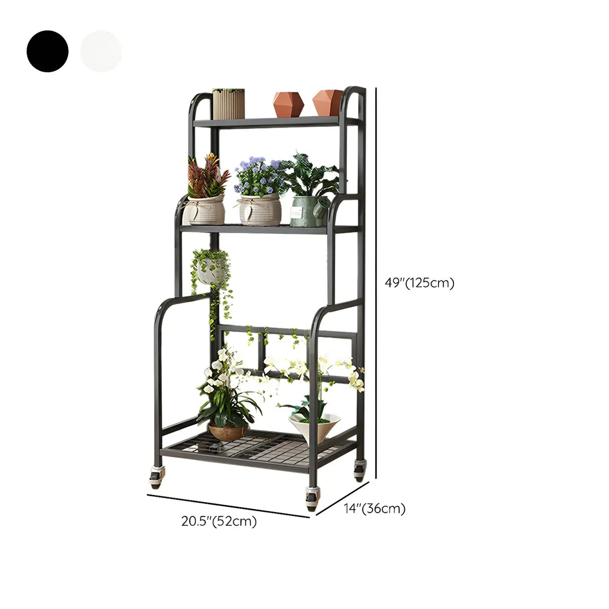 Stylish Rectangle Metal Black Plant Stand with Wheels Image - 29