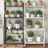 Stylish Rectangle Metal Black Plant Stand with Wheels Image - 3